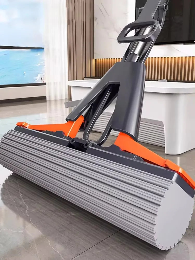 Hands-Free Foldable Absorbent Mop with Replaceable Heads