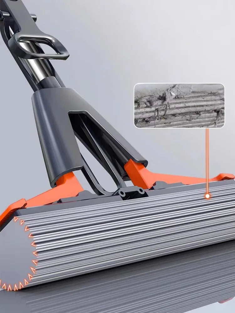 Hands-Free Foldable Absorbent Mop with Replaceable Heads