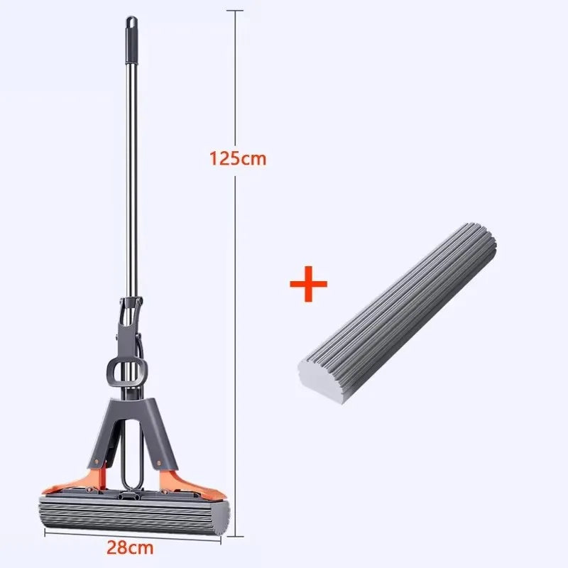 Hands-Free Foldable Absorbent Mop with Replaceable Heads