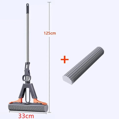 Hands-Free Foldable Absorbent Mop with Replaceable Heads