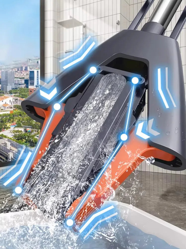 Hands-Free Foldable Absorbent Mop with Replaceable Heads