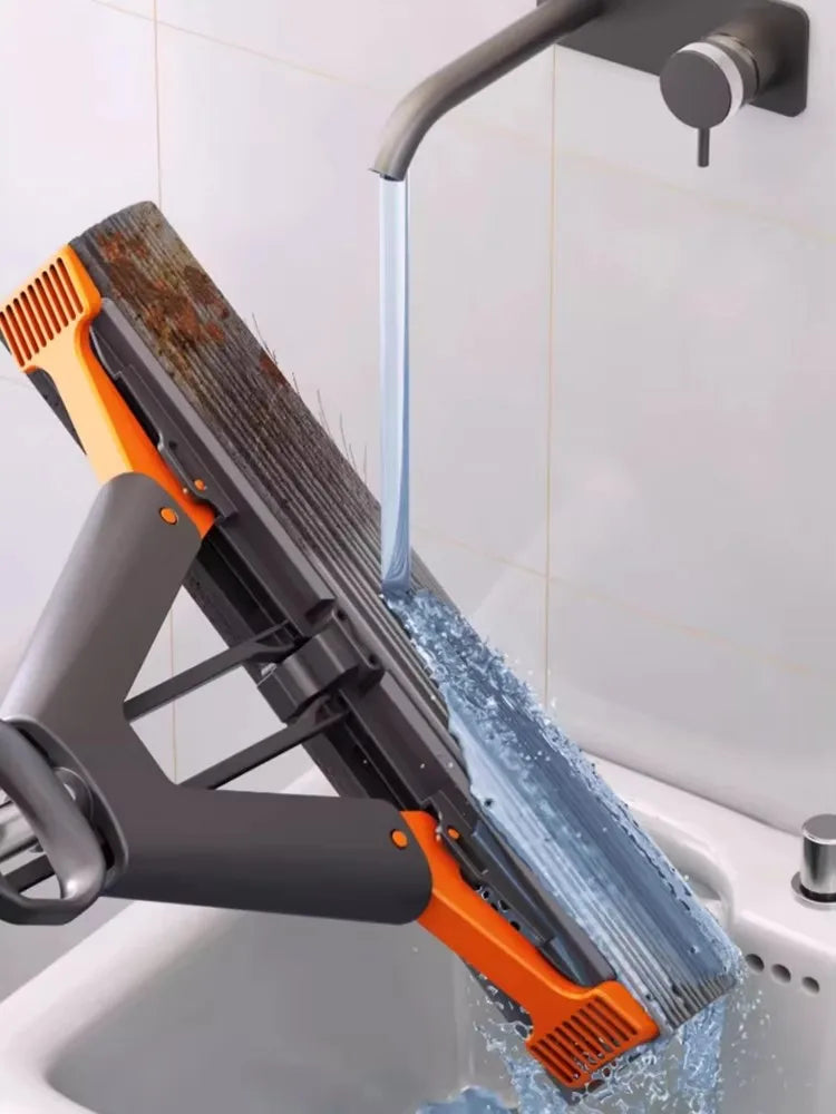 Hands-Free Foldable Absorbent Mop with Replaceable Heads